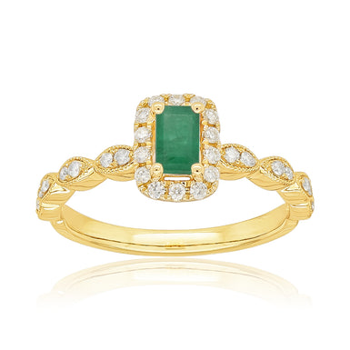 Heirloom 18ct Yellow Gold Emerald Cut 5x3mm Emerald 0.25 Carat tw Ring