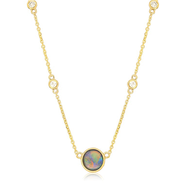 Heirloom 18ct Yellow Gold Round Cut 4.5mm Black Opal 0.06 Carat tw 45cm Necklace