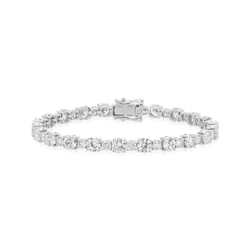 9ct White Gold Round Cut 12ctw Lab Grown Diamond Limited Edition Tennis Bracelet
