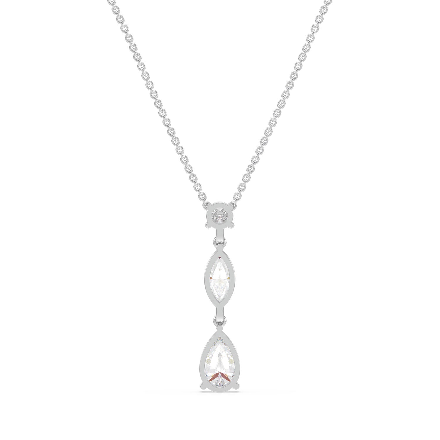 18ct White Gold Pear, Marquise, & Round Cut 2.25 Carat tw Certified Lab Grown Diamond Pendant