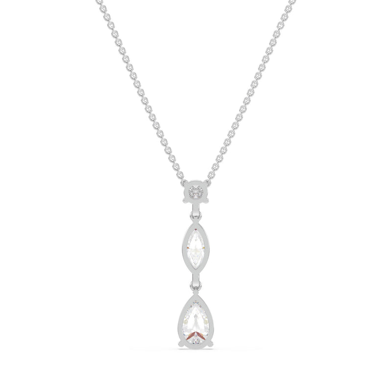 18ct White Gold Pear, Marquise, & Round Cut 2.25 Carat tw Certified Lab Grown Diamond Pendant