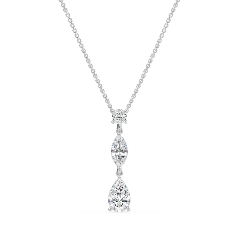 18ct White Gold Pear, Marquise, & Round Cut 2.25 Carat tw Certified Lab Grown Diamond Pendant