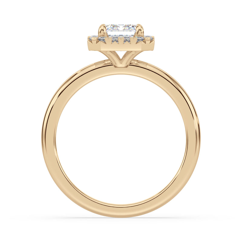 Halo 18ct Yellow Gold Emerald and Round Cut 1.7 Carat tw GIA Certified Lab Grown Diamond Ring
