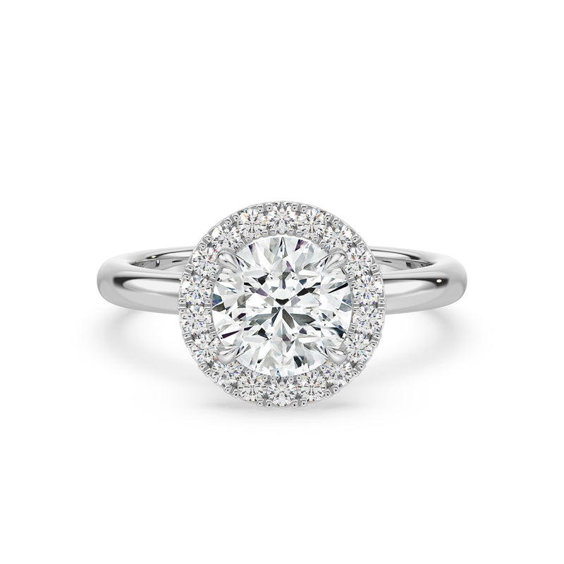 Halo 18ct White Gold Round Cut 2.25 Carat tw GIA Certified Lab Grown Diamond Ring