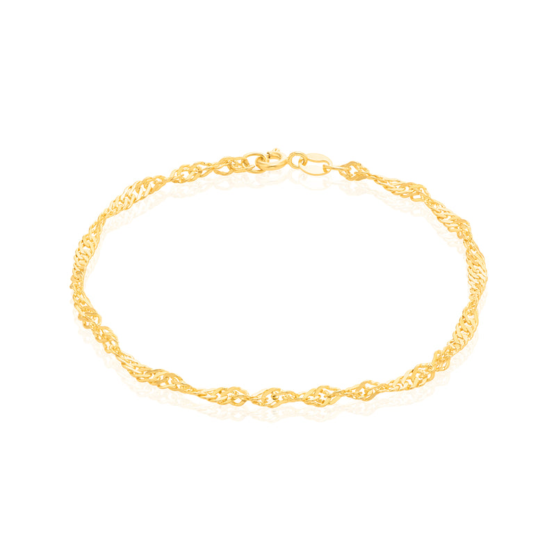9ct Yellow Gold 19cm 50 Gauge Singapore Bracelet