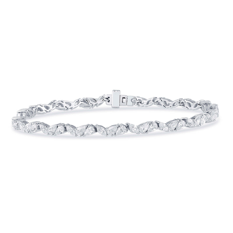 Heirloom 18ct White Gold Marquise and Pear Cut 4.40ctw Diamond Bracelet