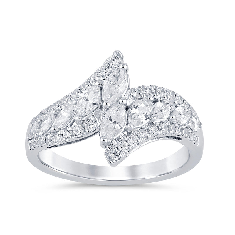 18ct White Gold Marquise & Round Cut 1.20ctw Diamond Ring