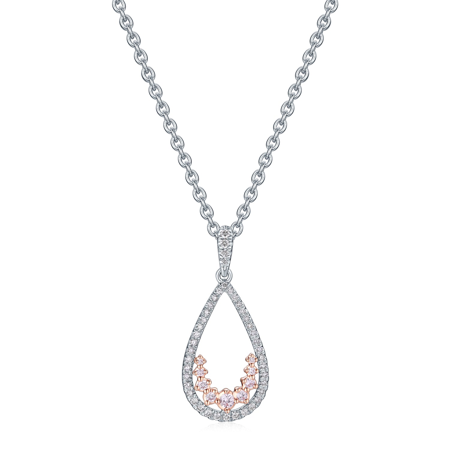 9ct white & rose pink diamond necklace 9ct white & rose pink diamond necklace