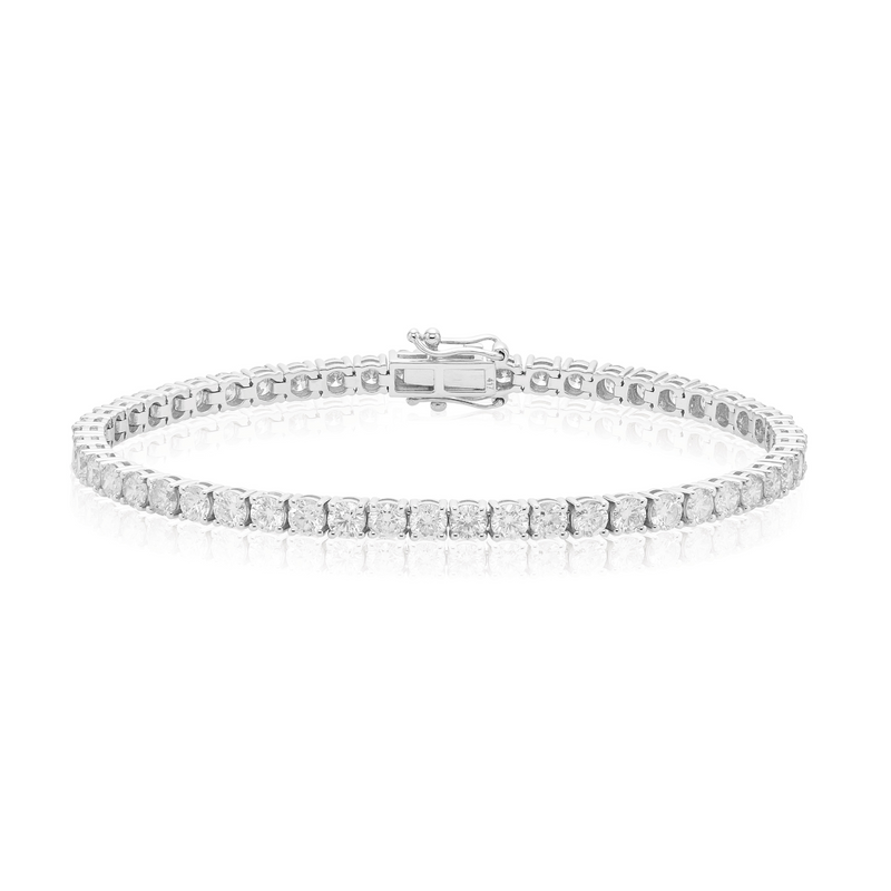 9ct White Gold Round Cut 6.00ctw Diamond Tennis Bracelet