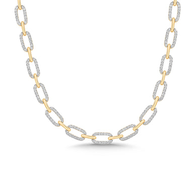9ct Yellow Gold Brilliant Round Cut 4.00ctw Diamond Necklace