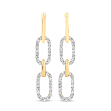 9ct Yellow Gold Brilliant Round Cut 0.75ctw Diamond Drop Earrings