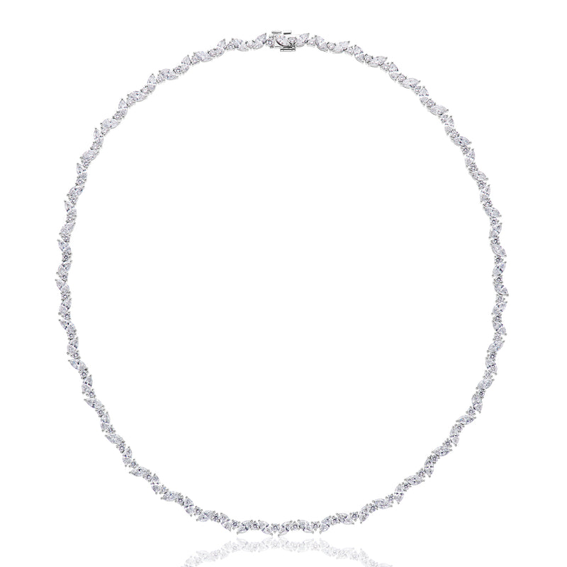 9ct White Gold Marquise & Round Cut 15.00 ctw Lab Grown Diamond Necklace