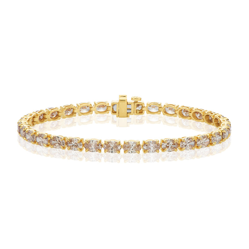 18ct Yellow Gold Oval Cut 10.00 ctw Australian Champagne & White Diamond Bracelet