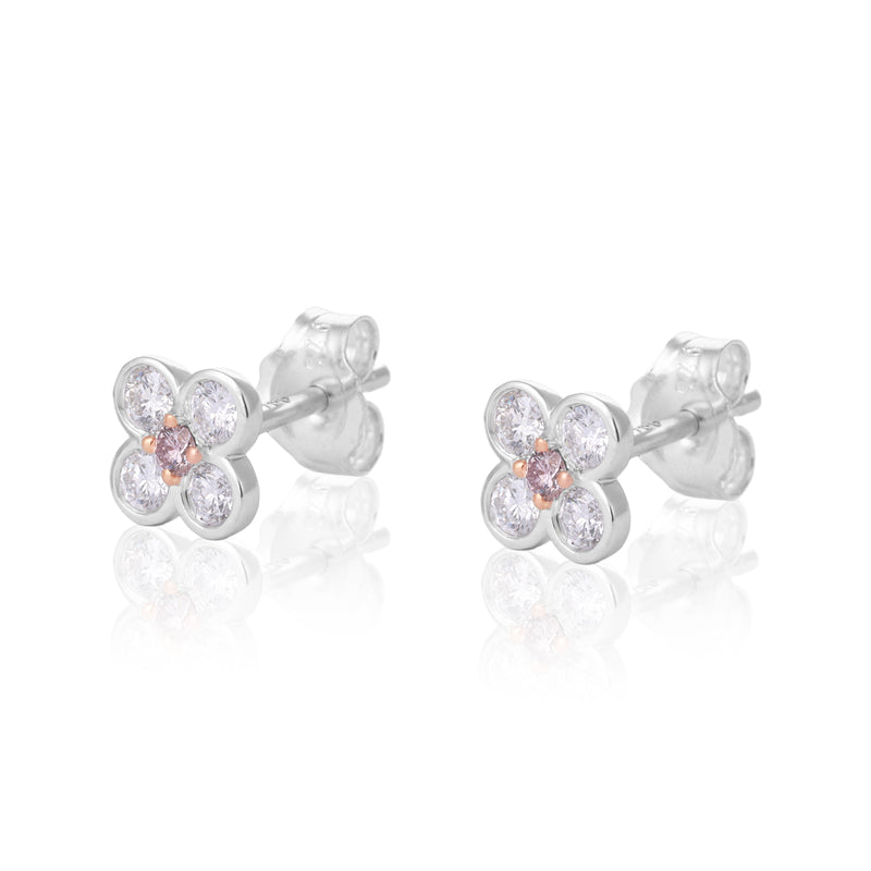 Rosyle 18ct White and Rose Gold Round Cut 0.30ctw Argyle Authenticated Pink & White Diamonds Earrings