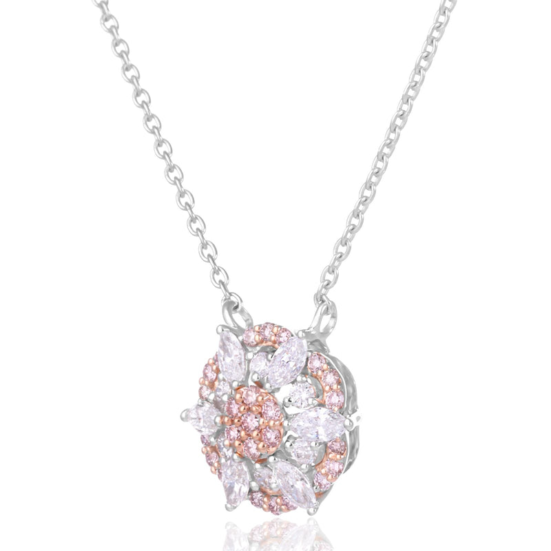 Rosyle 18ct White Gold Round & Marquise Cut 0.38ctw Argyle Authenticated Pink & White Diamonds Pendant