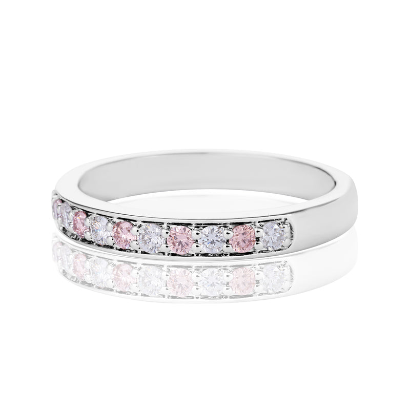 Rosyle 18ct White Gold Round Cut 0.29ctw Argyle Authenticated Pink & White Diamonds Ring