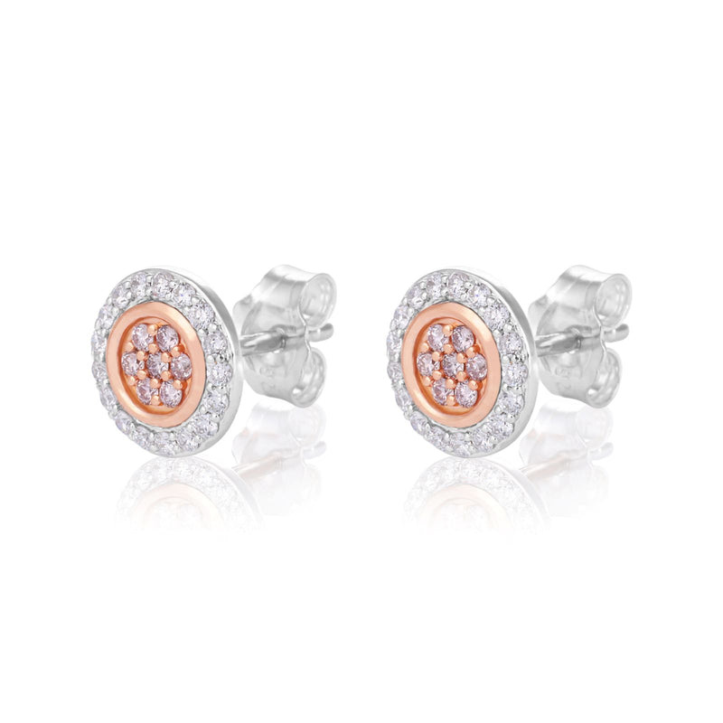 Rosyle 18ct White & Rose Gold Round Cut 0.25ctw Argyle Authenticated Pink & White Diamonds Earrings