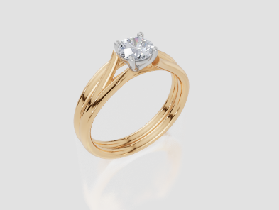 18ct Yellow Gold Round Cut 0.50 Carat of Diamond Ring and 18ct Yellow Gold Band