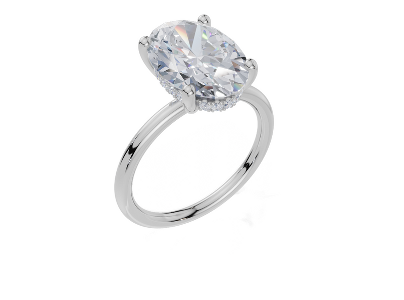 18ct White Gold Oval Cut 4.10 Carat tw of Lab-Grown Diamond Ring