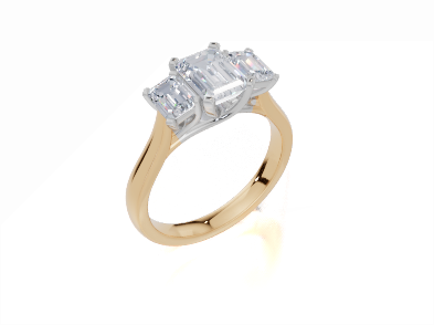 18ct Yellow Gold Emerald Cut 1.66 Carat tw of Lab-Grown Diamond Ring