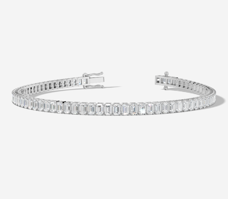 9CT White Gold Emerald Cut 5.50 Carat tw of Diamonds Tennis Bracelet