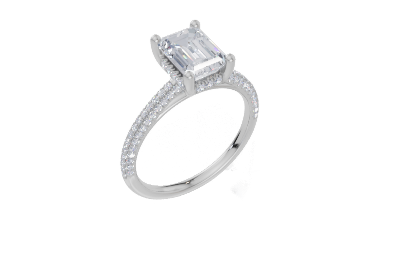 18ct White Gold Emerald Cut 1.89 Carat tw of Lab-Grown Diamond Ring