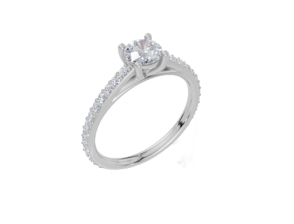 18ct White Gold Round Cut 0.82 Carat tw of Lab-Grown Diamond Ring