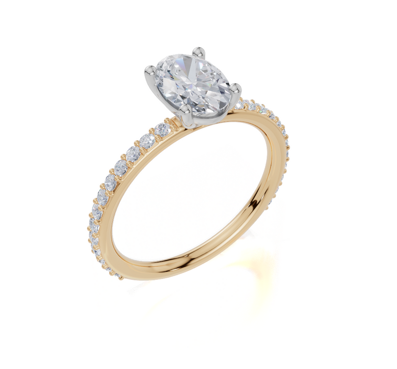 18ct Yellow Gold Oval Cut 1.32 Carat tw of Lab-Grown Diamond Ring