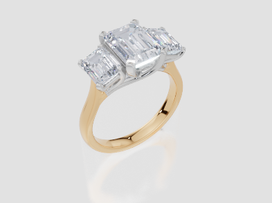 18ct Yellow Gold Emerald Cut 3.50 Carat tw of Diamond Ring
