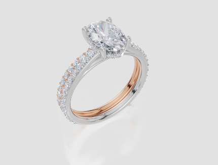 18ct White Gold Oval Cut 1.91 Carat tw of Lab-Grown Diamond Ring and 18ct Rose Gold 0.36 Carat tw of Lab-Grown Diamond Band