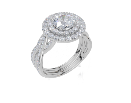 18ct White Gold Round Cut 1.70 Carat tw of Diamond Ring and 18ct White Gold 0.21 Carat tw of Diamond Band
