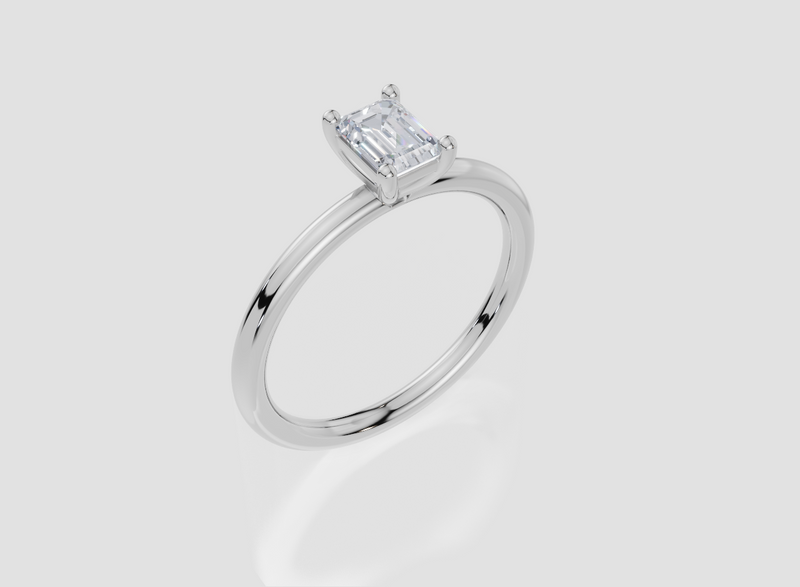 18ct White Gold Emerald Cut 0.50 Carat of Lab-Grown Diamond Ring
