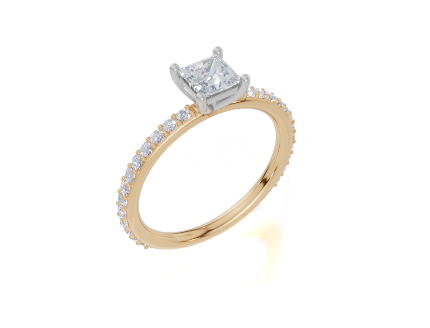 18ct Yellow Gold Princess Cut 0.82 Carat tw of Lab-Grown Diamond Ring