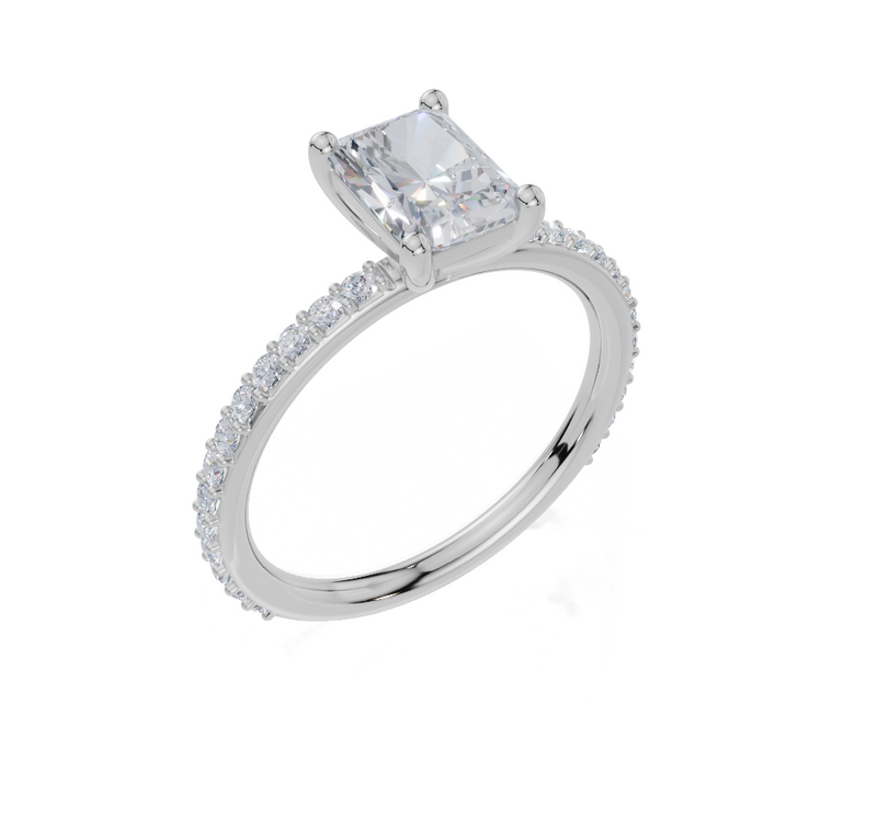 18ct White Gold Radiant Cut 1.32 Carat tw of Lab-Grown Diamond Ring