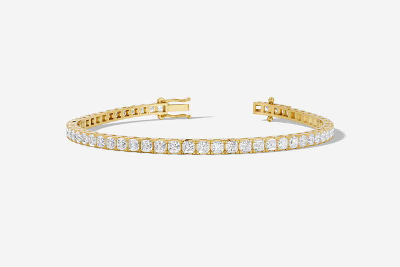 9CT Yellow Gold Princess Cut 6.60 Carat tw of Lab Grown Diamonds Tennis Bracelet