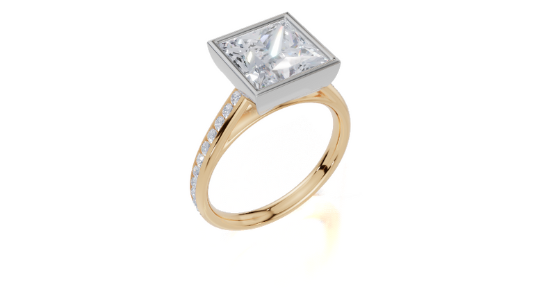 18ct Yellow Gold Princess Cut 3.33 Carat tw of Diamond Ring