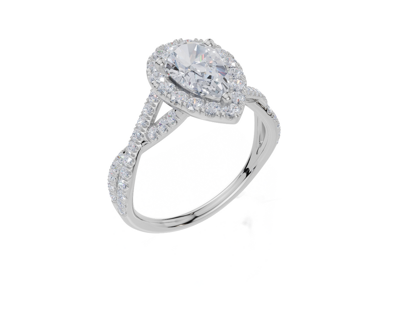 18ct White Gold Pear Cut 1.61 Carat tw of Lab-Grown Diamond Ring