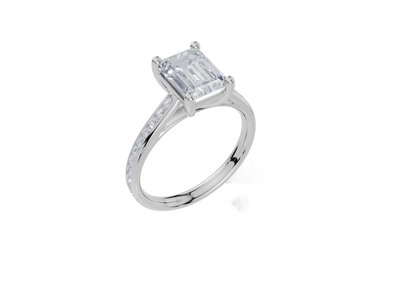 18ct White Gold Emerald Cut 2.33 Carat tw of Lab-Grown Diamond Ring
