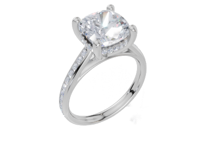 18ct White Gold Cushion Cut 3.42 Carat tw of Diamond Ring