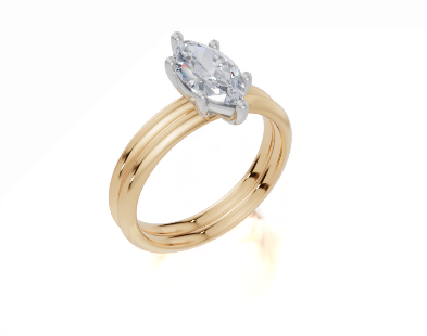 18ct Yellow Gold Marquise Cut 1.00 Carat of Diamond Ring and 18ct Yellow Gold Band