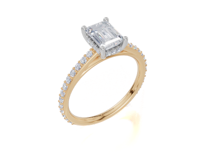 18ct Yellow Gold Emerald Cut 1.38 Carat tw of Lab-Grown Diamond Ring