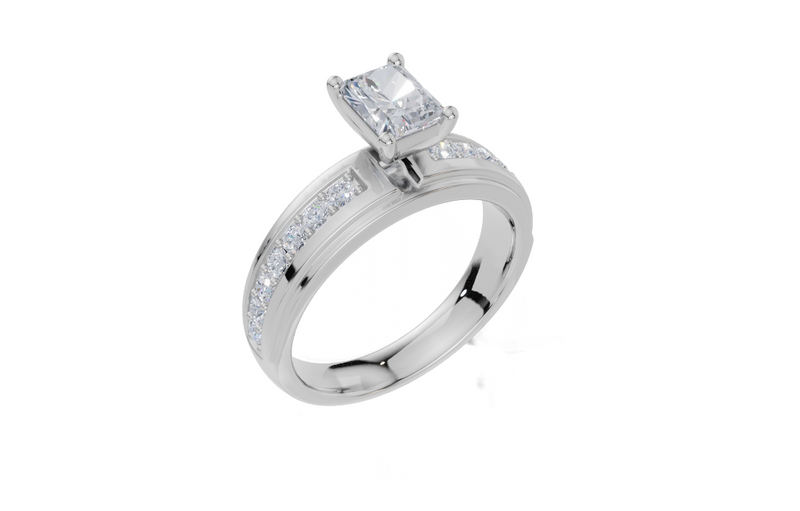 18ct White Gold Radiant Cut 1.11 Carat tw of Lab-Grown Diamond Ring