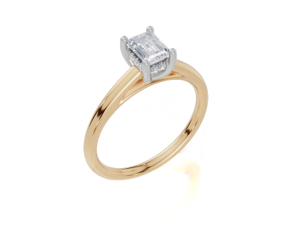 18ct Yellow Gold Emerald Cut 0.54 Carat tw of Diamond Ring