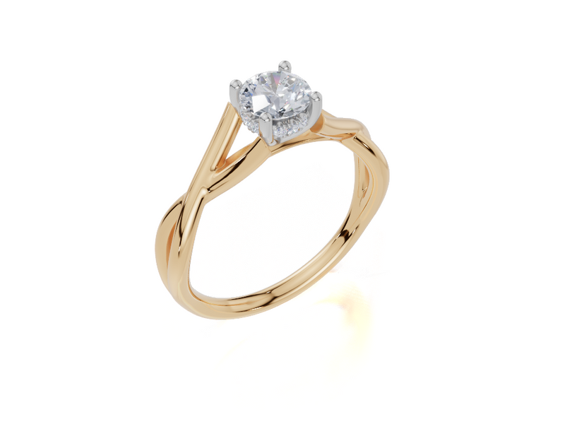 18ct Yellow Gold Round Cut 0.55 Carat tw of Lab-Grown Diamond Ring