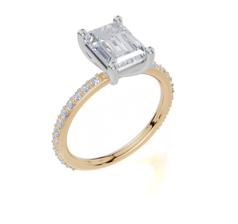18ct Yellow Gold Emerald Cut 2.33 Carat tw of Lab-Grown Diamond Ring