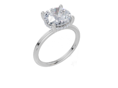 18ct White Gold Round Cut 3.10 Carat tw of Diamond Ring