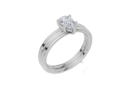 18ct White Gold Pear Cut 0.50 Carat of Diamond Ring and 18ct White Gold Band