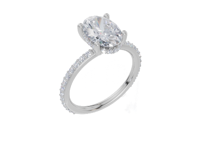 18ct White Gold Oval Cut 2.42 Carat tw of Lab-Grown Diamond Ring