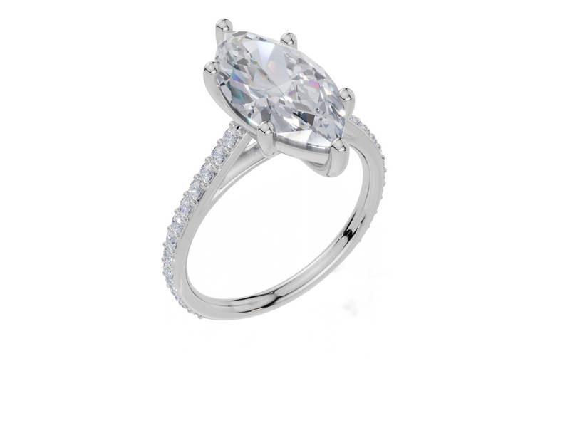 18ct White Gold Marquise Cut 3.33 Carat tw of Lab-Grown Diamond Ring