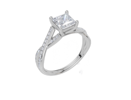 18ct White Gold Princess Cut 1.24 Carat tw of Diamond Ring